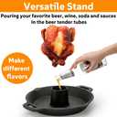 Cast Iron Chicken Roaster, Beer Can Chicken Holder Turkey Fryer with Roasting Pan, Poultry Roaster Stand Barbecue Grilling Accessories Rack for Most Grills and Oven Thanksgiving