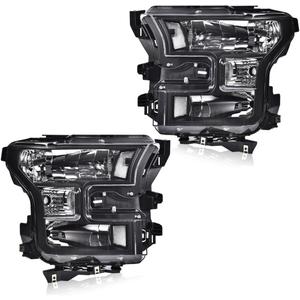 PIT66 Headlights Assembly Compatible with 2015 2016 2017 Ford F150 Replacement Front Headlamps Left & Right Pair Clear Lens Black Housing Clear Reflector