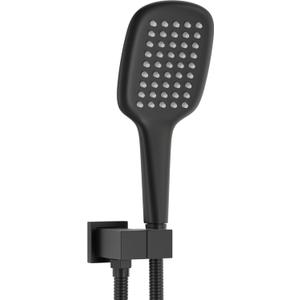 Matte Black Handheld Shower Head with Long Hose and Brass Holder All Metal Hand Held Shower Head High Pressure Handheld Shower Head Set