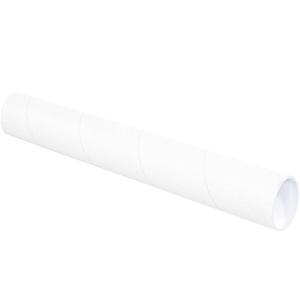 Tape Logic TLP3020W Mailing Tubes with Caps, 3" x 20", White (Pack of 24)