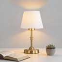 Portables Cordless Table Lamp, LED Fabric Shade Desk Lamp,Rechargeable Battery OperatedLighting for Bedroom, Bedside,Bar,Living Room, Dining Room, Night Light (Brass)