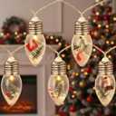 Christmas Snow Globe String Lights 6.6ft 10 LED Vintage Christmas Tree Bulb Lights with Cute Ornaments for Xmas Indoor Outdoor Home Office Table Party Decor Battery Operated (Warm White)