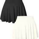 OQQ Women 2 Piece Skirts 2 in 1 Flowy Basic Versatile Stretchy Flared Casual Mini Skirts, M