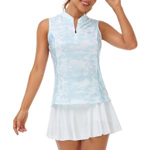 JINSHI Women Tennis Shirt Golf Sleeveless ShirtsQuick Dry UPF 50+ Sportswear with Zipper (M)