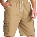 Mens Cotton Cargo Hiking Shorts with Multi Pockets Summer Outdoor Work Casual Shorts (S)