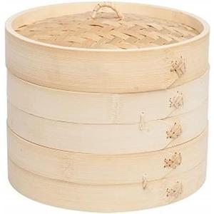 Handmade 4 inch Bamboo Steamer Basket with Lid - 2 Tier Multi-use Traditional Dumpling Steamer, Natural 4 Inch 2-Tier for Cooking Vegetables, Dim sum, Bao Buns,Rice, Fish Meat