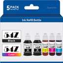 5-Pack 54Z Ink Refill Bottles Remanufactured Replacement for EPSON T542 542 Ink for ET-5150 ET-5170 ET-5180 ET-5850 ET-16600 ET-5800 ET-16650 ET-5880 Printer (2Black Cyan Magenta Yellow)