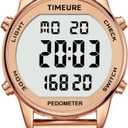 Women's Step Counter Pedometer Watch with Stainless Steel Bracelet, Stylish Design, No App, No Charging Needed for Step, Calorie, Distance, Alarm, Countdown TimerTU-2401 (Rose gold)