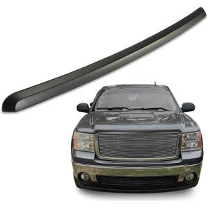 ECOTRIC Truck Hood Molding Trim Moulding Without Chrome Grille Compatible with 2007-2013 GMC Sierra 1500 2500HD 3500HD Replace for GM1235110 10385157 W/Clips for Installation - Black