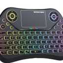 Mini Wireless Keyboard with Touchpad Mouse, 2.4GHz Portable Handheld Keyboard with QWERTY Keypad, RGB Backlit, Rechargeable Battery for Android TV Box/Mac/PC/Nvidia Shield