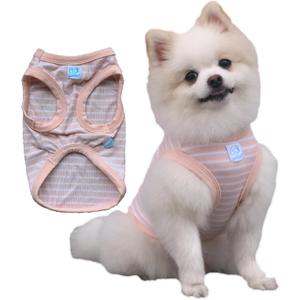 Fashion Striped Teacup Pet Dog T-Shirts, 100% Cotton Tank Vest for Small Dogs, Sleeveless Puppy Clothes for Chihuahua Yorkie Pink White, X-Small