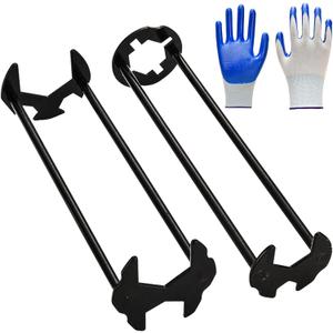 2PCS Multifunctional Basin Wrench Set 7 Sizes Sink Faucet Tool Plumbers Wrench with Four-Jaw Hex Universal Plumbing Tools for Kitchen & Bathroom with Glove
