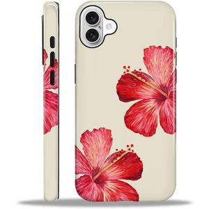 Case for iPhone 16, Magnetic Hybrid Shockproof Protective Phone Case with MagSafe Compatible Design, Hibiscus
