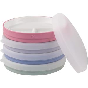 Elk and Friends Kids 7.8 Porcelain Divided Plates with Silicone Sleeves + Lids | Suitable for Babies/Kids/Toddlers | Microwave & Dishwasher Safe | Non Slip | Snack Dishes