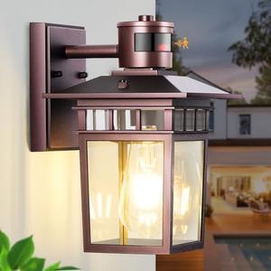 Hifeelen Outdoor Wall-Mounted Motion Sensor Light with Dusk to Dawn Function, Waterproof Anti-Rust Aluminum Exterior Bronze Porch Lighting Fixture for Front Door, Garage, and Entrance Wall