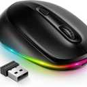 seenda Rechargeable Wireless Mouse -Light Up Mouse for Laptop, Small Cordless Mice with Quiet Click & LED Lights for Kids' Chromebook, Windows, Mac PC Computer - Black