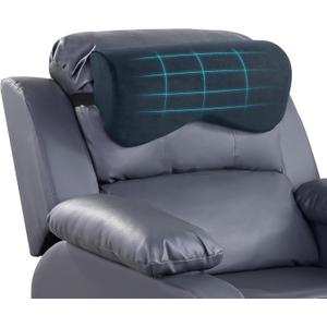 HOMBYS Cervial Neck Pillow for Recliner, Foam Headrest Cushion for Sleeping, Medium Firm Neck Support for Couch, Office Chair and Car, Non-Slip Backing and Elastic Straps, Dark Grey