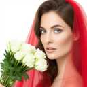 2 x Wedding Veil for Brides, 2 Tier Tulle Cathedral Bridal Veil with Comb for Women Wedding Bachelorette Party Halloween Costume, Red (Red)