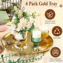 Nuogo 6 Pack Gold Tray Decorative Serving Decorative Gold Jewelry Bar Jewelry Dish Key Bowl Mirror Dresser Vanity Tray Makeup Organizer for Bathroom Candle Perfume Countertop(12 Inch)