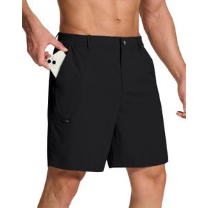 SERAMY Mens Stretch Golf Shorts with 6 Pockets Dry Fit 7 Inch Inseam Lightweight Dress for Hiking Work Casual (Black), Size: L:9 W2XL