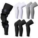 Sosation 8 Pcs Knee Brace Undersleeve Knee Sleeve for Under Brace Closed Patella Compression Breathable Leg Sleeves for Men Women Thigh Shin Support for Sports Protector(X-Large)