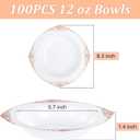 100PCS Rose Gold Plastic Bowls - 12 oz Disposable Salad Bowls - Heavy Duty Disposable Soup Bowl - Fancy Plastic Ice Cream Bowl for Weddings Parties Catering Picnics