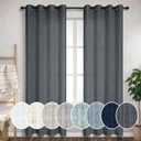 Dark Grey Curtains 84 Inch Length for Living Room 2 Panels Set Grommet Charcoal Gray Black Sheer Linen Modern Farmhouse Curtain That Let Light in Cotton Textured Drape for Bedroom 7FT Long 52x84