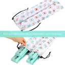 50cm Mahjong Racks with Pushers, Light Blue Wooden American Mahjong Tile Pushers & Racks Set of 4, with White Printed Mahjong Racks Drawstring Bag, Mahjong Accessories, 50 x 6.5 x 2.7 cm
