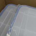 IRIS USA WeatherPro 44 Qt Storage Bins with Lids, 2 Pack, BPA-Free Plastic Gasket Box with Tight Latch and Seal, Stackable Nestable Tote Tub - Clear/Blue