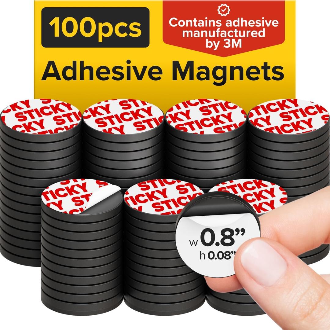 X-bet MAGNET Round Flexible Magnets with Adhesive Backing - (100pcs 0.8"x0.08") Magnetic Dots for Whiteboard, Fridge - Stickers for Planning and Organization - Teacher Must Have - Teacher Supplies