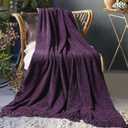 Chenille Throw Blanket for Couch 50" X 60", Soft Cozy Throws with Fringe Tassel for Bed Sofa Chair Cover, Lightweight Knitted Decorative Boho Blankets for Living Room, Dark Purple