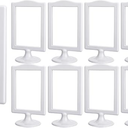 Amyhill 10 Pcs Double Sided Standing Picture Frames 4 x 6 Pedestal Photo Frame Plastic Each Holds 2 Pictures Tabletop Vertical Display for Wedding Table Bridal (White)
