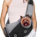 PetAmi Dog Sling Carrier for Small Dogs, Puppy Carrier Sling Purse, Dog Bags For Traveling, Carrying Bag to Wear, Adjustable Crossbody Pet Sling Travel Poop Bag Dispenser, Max 10 lbs, Black