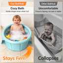 Baby Bathtub with Inflatable Top Edge, Extra Stable Infant Bath Tub, Collapsible & Portable for Baby Bath Time, No Tilt Design for 12M-6Y Toddler, No Assembly for Travel Shower