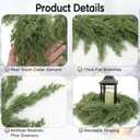 6FT Christmas Garland, Real Touch Cypress Pine Garlands, Green Artificial Cedar Garland Christmas Decorations for Home, Dining Table Mantel Porch Wall Stairs Winter Xmas Decor