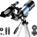 AOMEKIE Telescopes for Kids 2 Eyepieces 150X Telescopes for Astronomy Beginners Adults with Smartphone Adapter Moon Filter 3X Barlow 70mm Travel Telescope Astronomy for Kids 70X300
