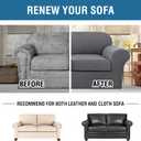H.VERSAILTEX 3 Piece Stretch Sofa Covers for 2 Cushion Loveseat Couch Covers for Living Room Furniture Cover (Base Cover Plus 2 Seat Cushion Covers) Thicker Jacquard Fabric(Medium Sofa, Grey)