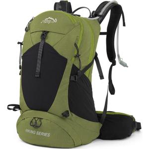 IX INOXTO Hiking Backpack, 26L/40L Waterproof Hiking Daypack with 3L Water Bladder and Rain Cover, Lightweight Travel Camping Backpack for Men Women (Dark Green)