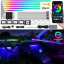 Dreamcolor Acrylic Interior Car LED Strip Light with Wireless APP, RGB 22 in 1 with 175 inches 593 LEDs Fiber Optic Ambient Lighting Kits, 16 Million Colors Sound Active Function Car Neon Lights