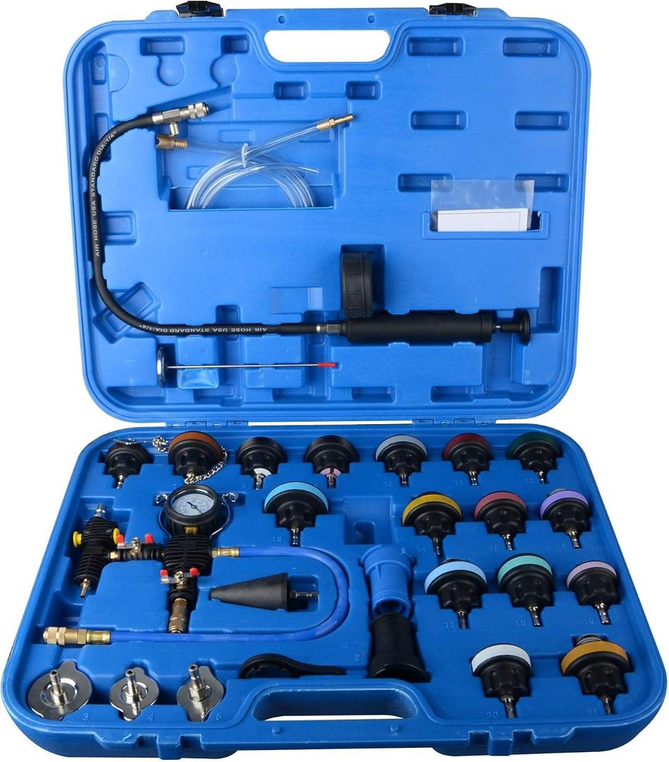 DAYUAN 28pcs Universal Radiator Pressure Tester Kit, coolant Pressure Tester kit coolant Vacuum Refill kit for Cooling System