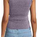 Womens Tank Tops Crewneck Sleeveless Summer Sweaters Vest Casual Basic Tees Ribbed Shirts (Purple, S)