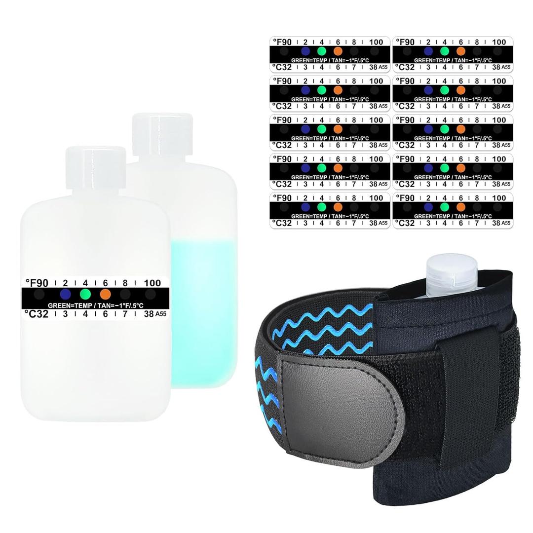 Urine Test Complete Kit - Smaller 3oz Translucent Empty Bottle, Non-Falling and Hi-Stretch Hidden Leg Strap, Urine Test Temperature Strips and Velour Lining Sample Bag, Urine Test Practice Kit at Home, 2 Packs