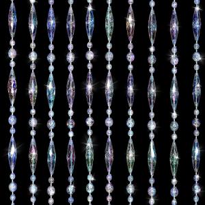 ANMINY 30 Strands Beaded Curtains Doorways 2 Panels Iridescent Crystal Door Beads Curtains High-Density Acrylic Hanging Doorway String Curtains for Window Room Wedding 35" x 79" - Oval Beads