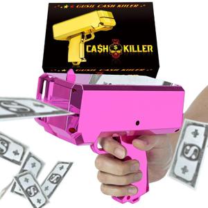 Gusil Money Gun Shooter Cash Cannon Bills Gun Make It Rain Toy Gun,Handheld Spary Cash Gun for Game Movies Party Supplies (Pink)