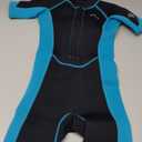 Hevto Kids Shorty Wetsuit Boys Girls Youth Child Size 8 Year 2mm Neoprene Front Zip Wet Suit Thermal Swimsuit Swimming in Cold Water (K1S-Blue, 8 Slim)