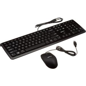 Amazon Basics Wired USB Computer Keyboard and Mouse Bundle, Full-Sized, QWERTY Layout, Responsive Keys for Comfortable Typing with Volume Control, Black