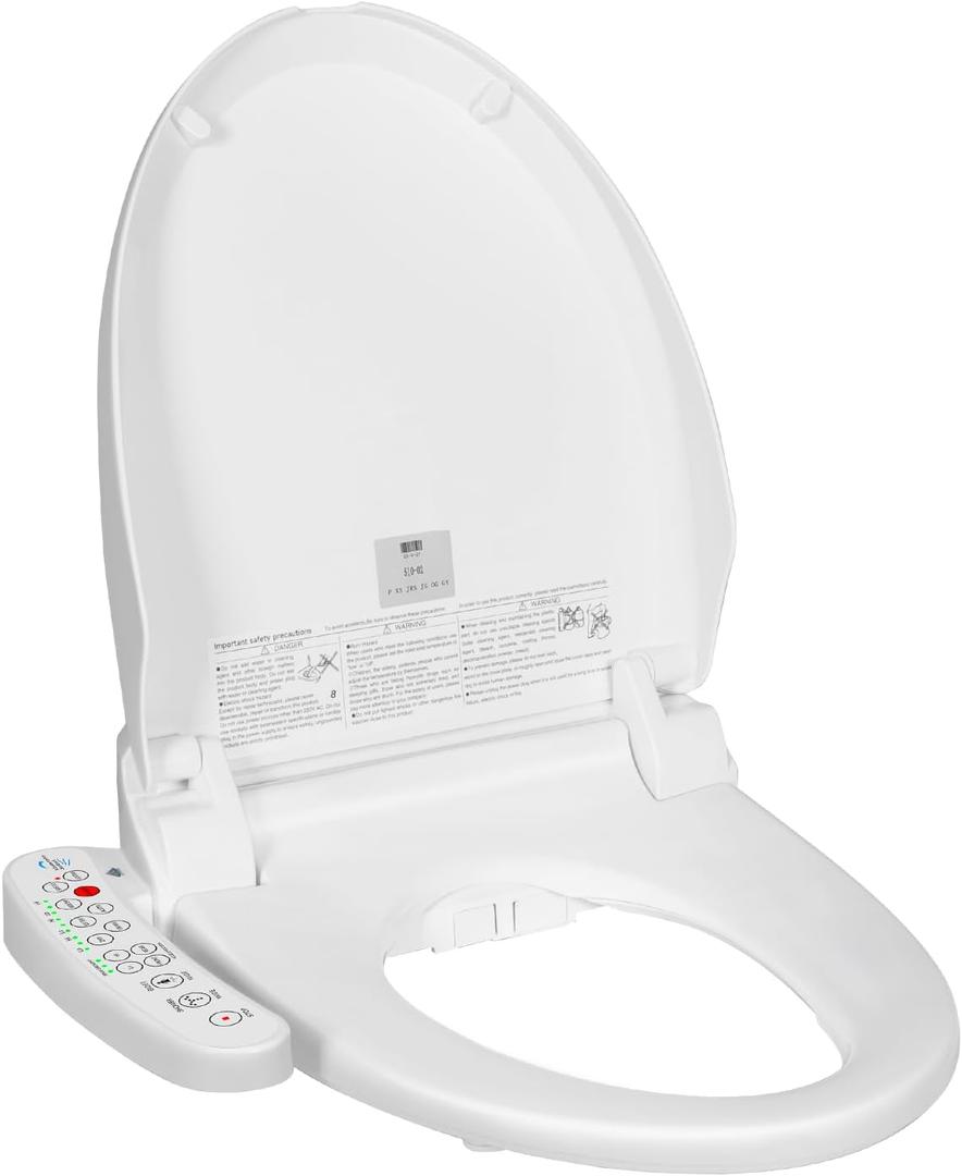 CCV Bidet Toilet Seat Elongated with Dryer, Electric Bidets Toilet Seats Warm Water, Heated Bidet Seat with Self-Cleaning Nozzle, Soft Closing Lid, Nightlight, Temperature Adjustable, Feminine Wash