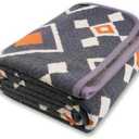 PuTian Merino Wool Blanket - 87" x 63" Thick Warm Soft Large Bed Throw - Great for Camping, Outdoors, Travel, Car, Couch, All Seasons, Grey Chcek, 25% wool and 72% polyester and 3% nylon