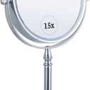 MIRRORVANA 15X Magnifying Makeup Mirror with Stand - Double-Sided 15X/1X Design - Suitable for Vanity Desk, Dressing Table, or Bathroom Countertop for Precise Make Up - 12" High x 6" Wide (Chrome)