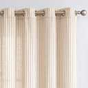 COLLACT Taupe Striped Linen Curtains 63 Inch Length for Living Room/Bedroom Farmhouse Pinstripe Pattern Curtains Light Filtering Drapes Grommet Window Treatments, W50 x L63, 2 Panels Taupe on Beige